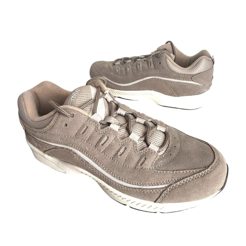 Easy Spirit Sneakers NEW 9 M Romy Walk Run Shoes Taupe Beige Leather Mesh